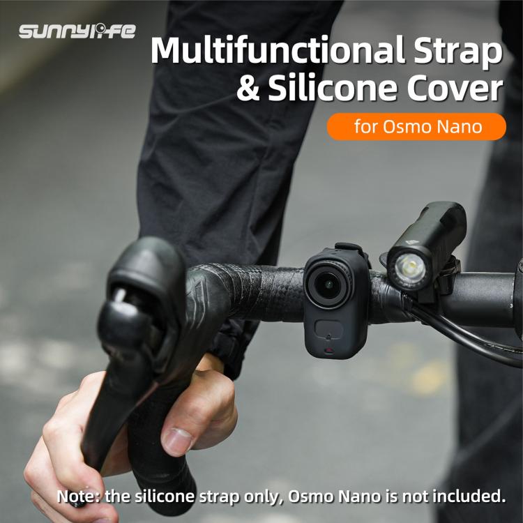 For DJI Osmo Nano Sunnylife Wristband Expansion Band Silicone Protective Cover Backpack Bicycle Strap Cat Collar  - Black