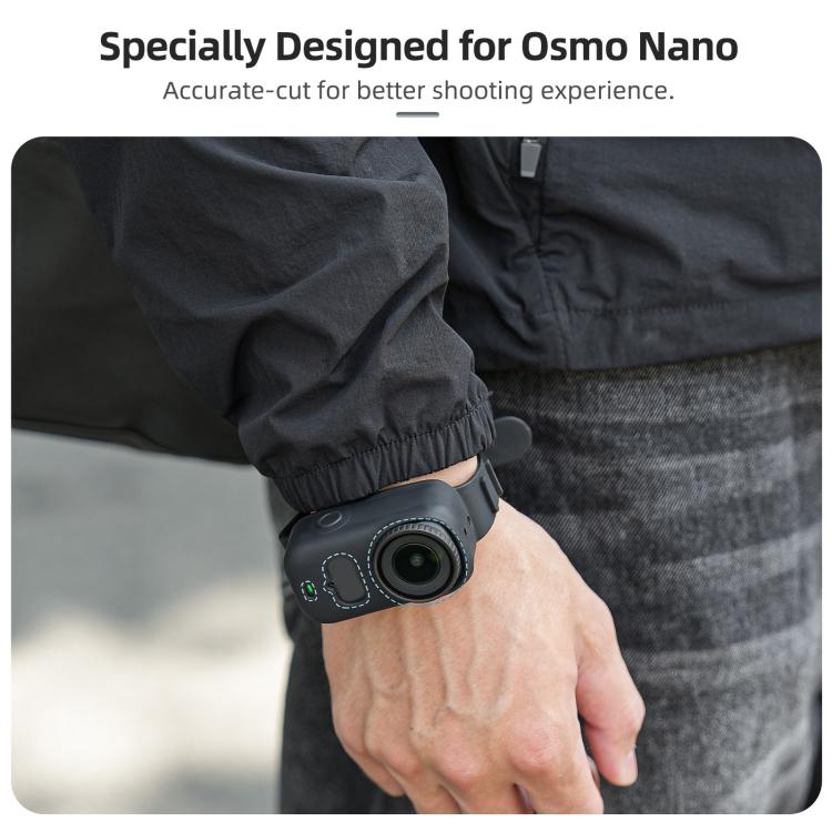 For DJI Osmo Nano Sunnylife Wristband Expansion Band Silicone Protective Cover Backpack Bicycle Strap Cat Collar  - Black