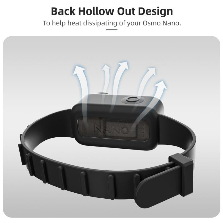For DJI Osmo Nano Sunnylife Wristband Expansion Band Silicone Protective Cover Backpack Bicycle Strap Cat Collar  - Black