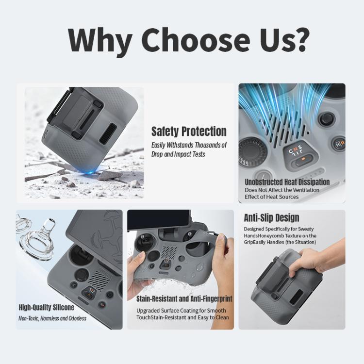 For DJI RC Pro 2 STARTRC Silicone Shockproof Anti-scratch Cover  - Grey