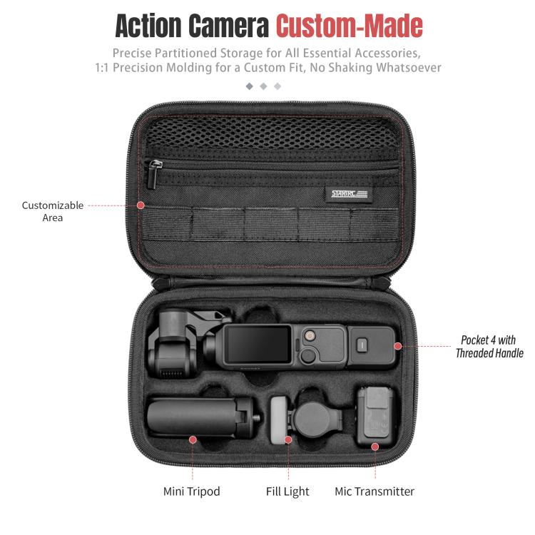 For DJI Osmo Pocket 4 STARTRC Portable Carrying Case Molded All-round Set Storage Bag  - Black