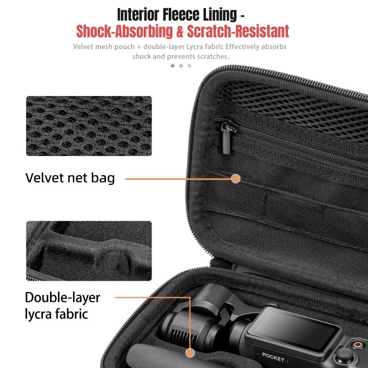 For DJI Osmo Pocket 4 STARTRC Portable Carrying Case Molded All-round Set Storage Bag  - Black