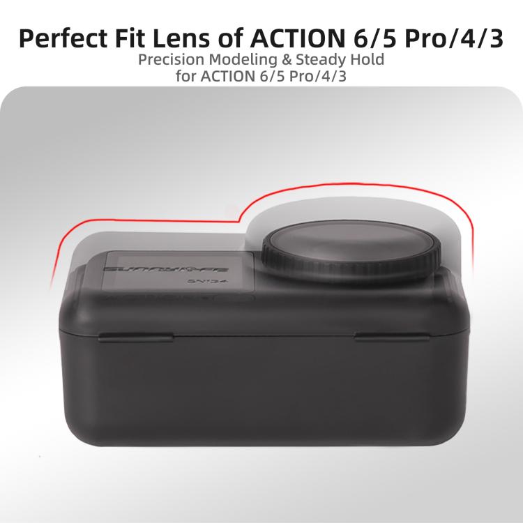 Sunnylife Portable Protective Cover Shock-proof Dust-proof Storage Box with Lanyard for DJI Osmo Action 6 / 5 Pro / 4 / 3  - Black