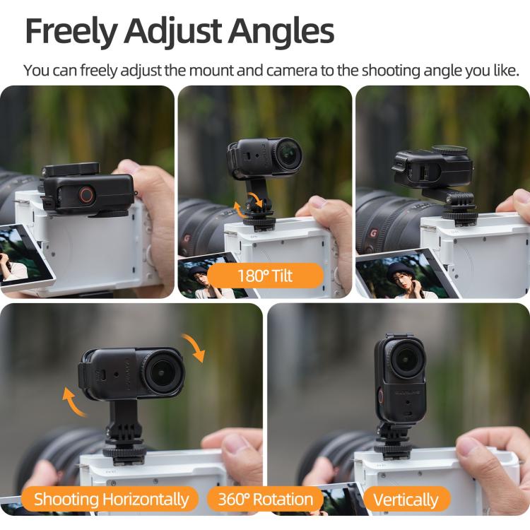 For DJI Osmo Nano Sunnylife 360 Rotation Adjustable Cold Shoe Vertical-Horizontal Adapter Mount Protective Frame Mounting Brackets Housing Cover  - Black