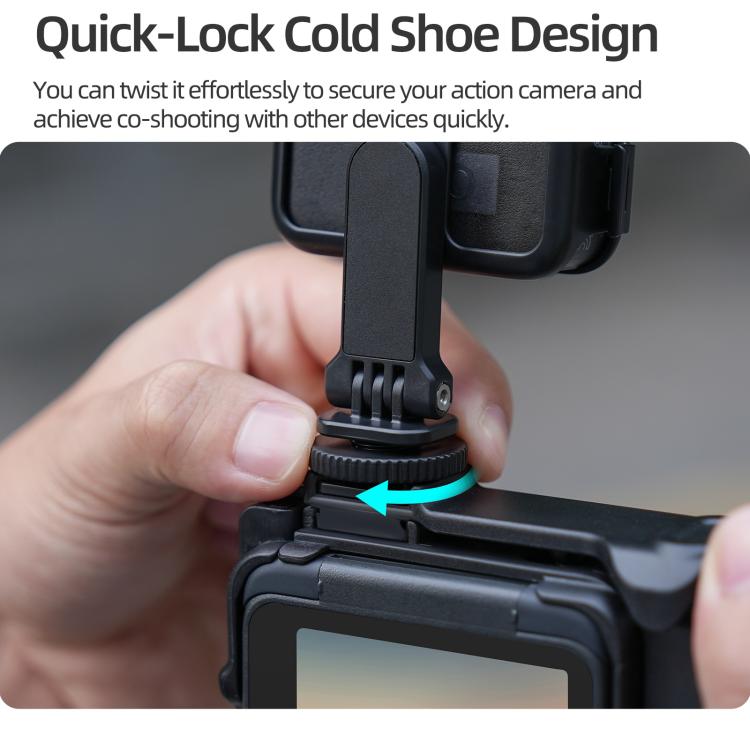 For DJI Osmo Nano Sunnylife 360 Rotation Adjustable Cold Shoe Vertical-Horizontal Adapter Mount Protective Frame Mounting Brackets Housing Cover  - Black