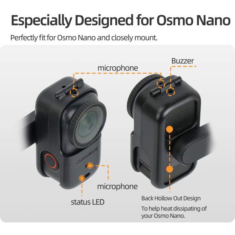 For DJI Osmo Nano Sunnylife 360 Rotation Adjustable Cold Shoe Vertical-Horizontal Adapter Mount Protective Frame Mounting Brackets Housing Cover  - Black