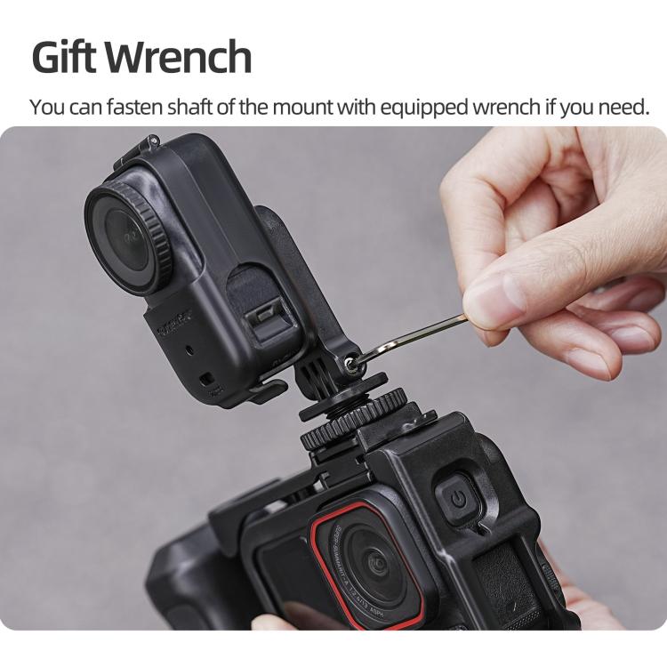 For DJI Osmo Nano Sunnylife 360 Rotation Adjustable Cold Shoe Vertical-Horizontal Adapter Mount Protective Frame Mounting Brackets Housing Cover  - Black