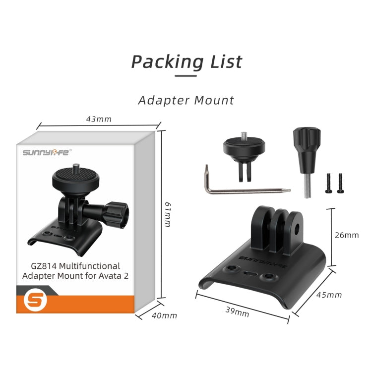 For DJI Avata 2 Sunnylife Action Camera Holder Mount Drone Light Bracket  - Black