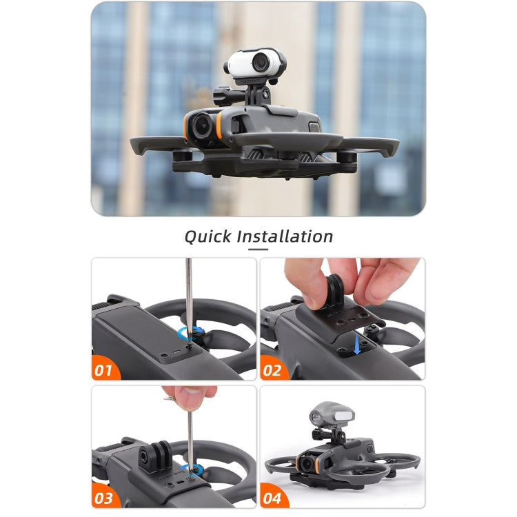 For DJI Avata 2 Sunnylife Action Camera Holder Mount Drone Light Bracket Lamp  - Black