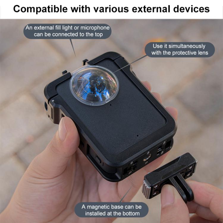 For DJI Osmo 360 PC Plastic Cage Frame with Cold Shoe  - Black