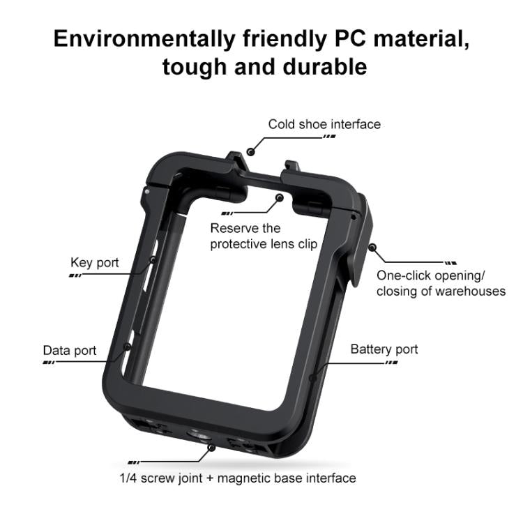 For DJI Osmo 360 PC Plastic Cage Frame with Cold Shoe  - Black