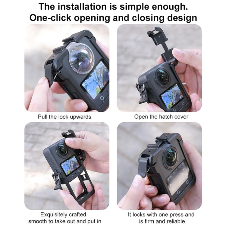 For DJI Osmo 360 PC Plastic Cage Frame with Cold Shoe  - Black