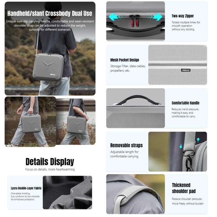 For DJI Mavic 4 Pro / RC 2 STARTRC Shoulder PU Storage Bag Handbag  - Grey