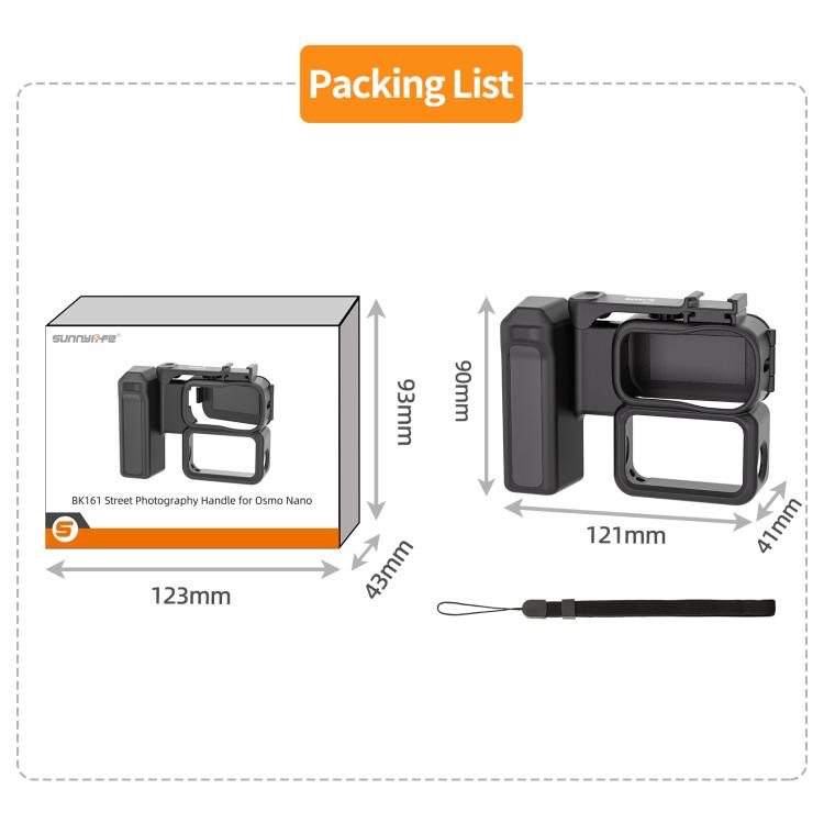 For DJI Osmo Nano Sunnylife Integrated Street Photography Handle Ergonomic Hand Grip Quick Release Shutter Handle  - Black