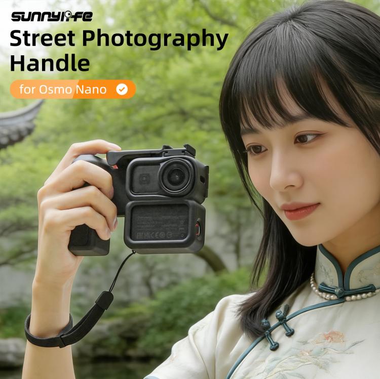 For DJI Osmo Nano Sunnylife Integrated Street Photography Handle Ergonomic Hand Grip Quick Release Shutter Handle  - Black