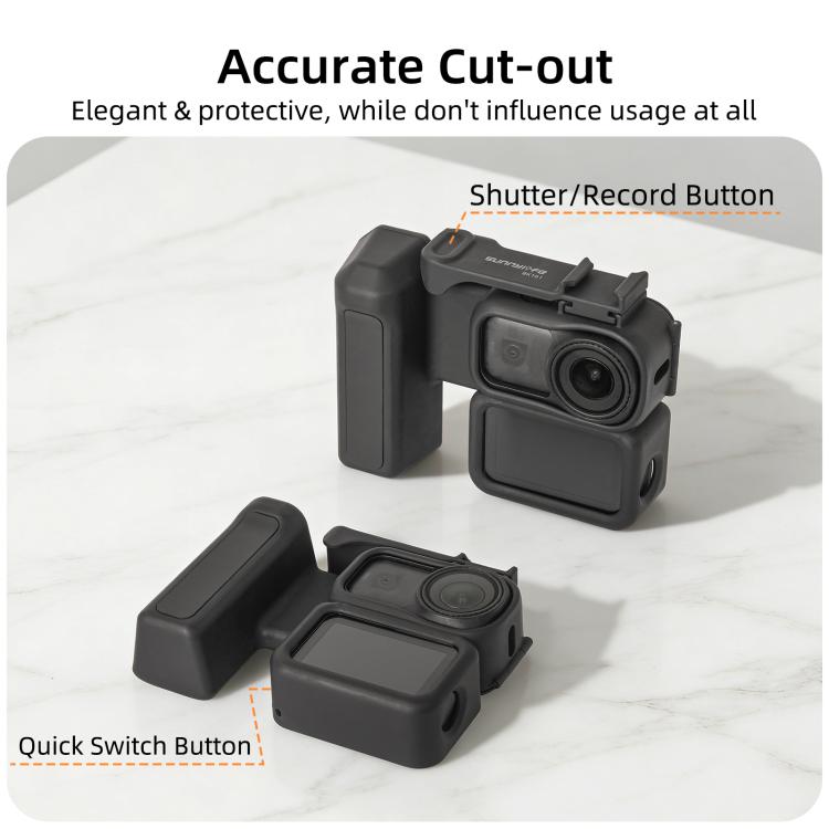 For DJI Osmo Nano Sunnylife Integrated Street Photography Handle Ergonomic Hand Grip Quick Release Shutter Handle  - Black