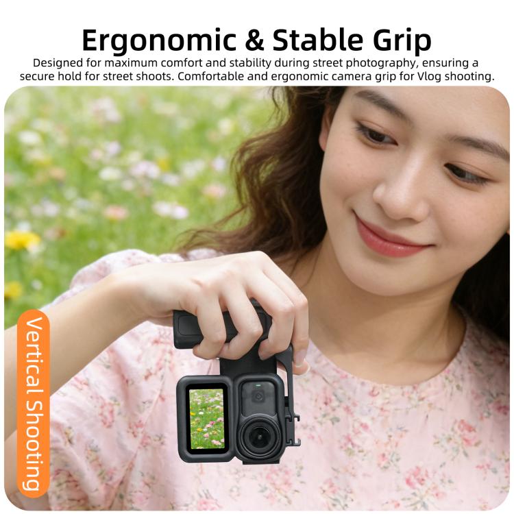 For DJI Osmo Nano Sunnylife Integrated Street Photography Handle Ergonomic Hand Grip Quick Release Shutter Handle  - Black