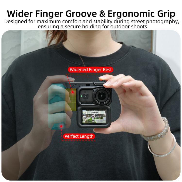 For DJI Osmo Nano Sunnylife Integrated Street Photography Handle Ergonomic Hand Grip Quick Release Shutter Handle  - Black