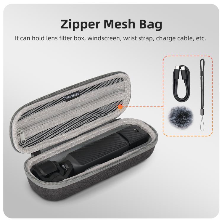 For DJI Osmo Pocket 4 / 3 Sunnylife Mini Carrying Case Handbag Portable Travel Case Protective Organizer Standard Combo Bags  - Grey