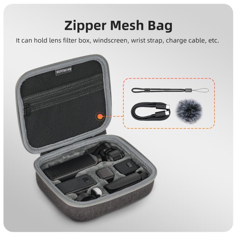 For DJI Osmo Pocket 4 / 3 Sunnylife Mini Carrying Case Handbag Creator Combo Bags  - Grey