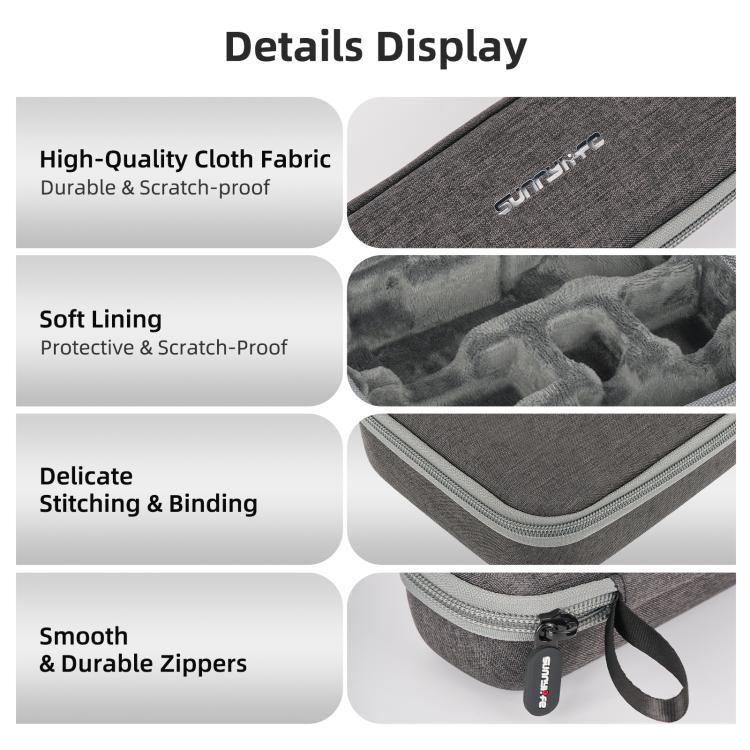 For DJI Osmo Pocket 4 / 3 Sunnylife Mini Carrying Case Handbag Creator Combo Bags  - Grey