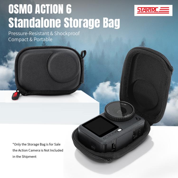 For DJI Osmo Action 6 STARTRC Camera PU Carry Box Storage Bag  - Black