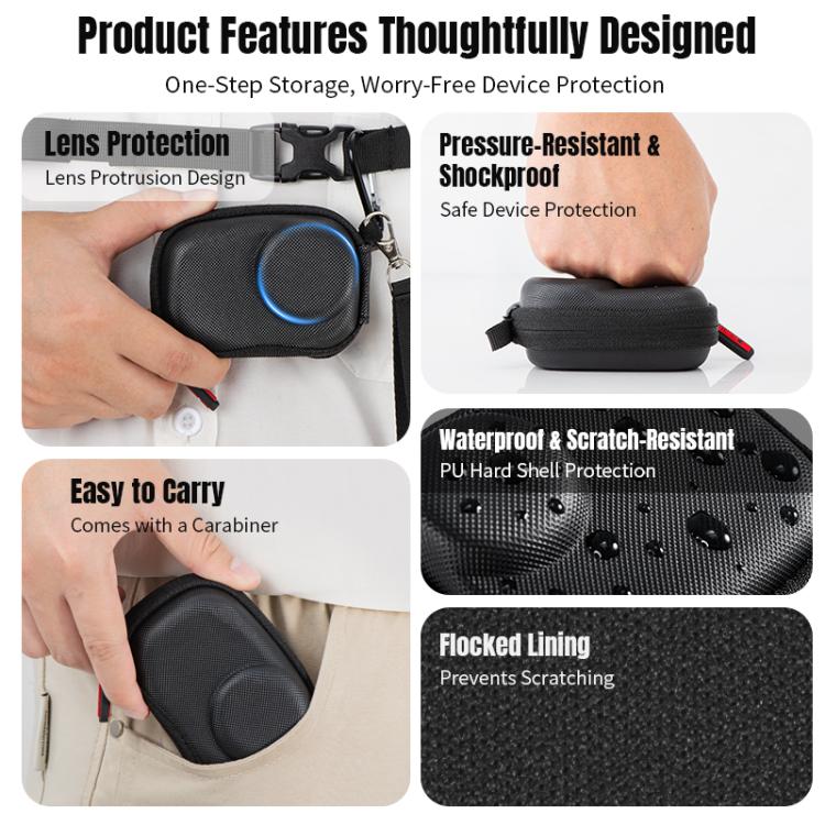 For DJI Osmo Action 6 STARTRC Camera PU Carry Box Storage Bag  - Black