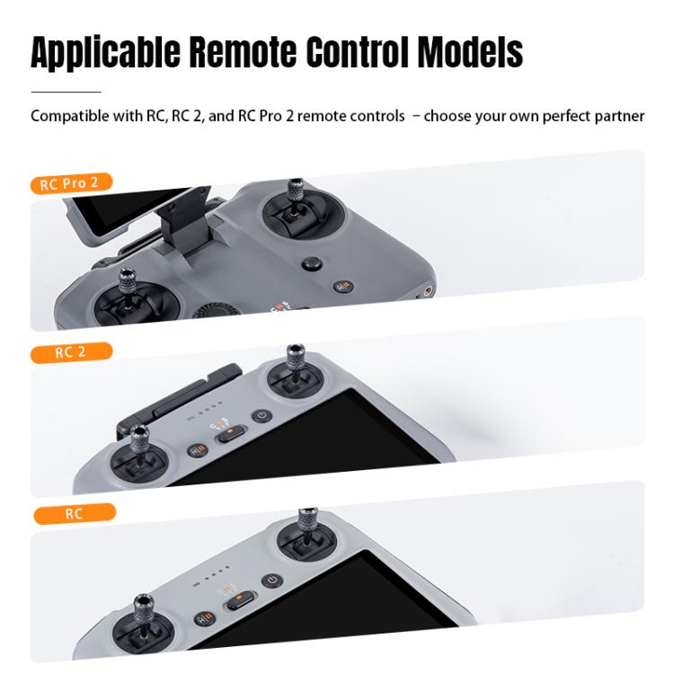 For DJI RC / RC 2 / RC Pro 2  2pcs STARTRC Foldable Metal Joystick Thumb Rocker  - Black