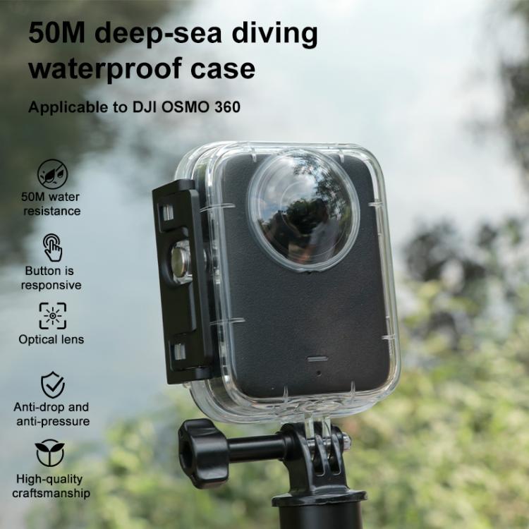 For DJI Osmo 360 50m Depth Waterproof Housing Case with Lens Silicone Cap  - Transparent