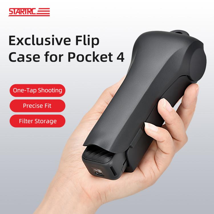 For DJI Osmo Pocket 4 STARTRC Storage Box Protective Case Flip Cover  - Black