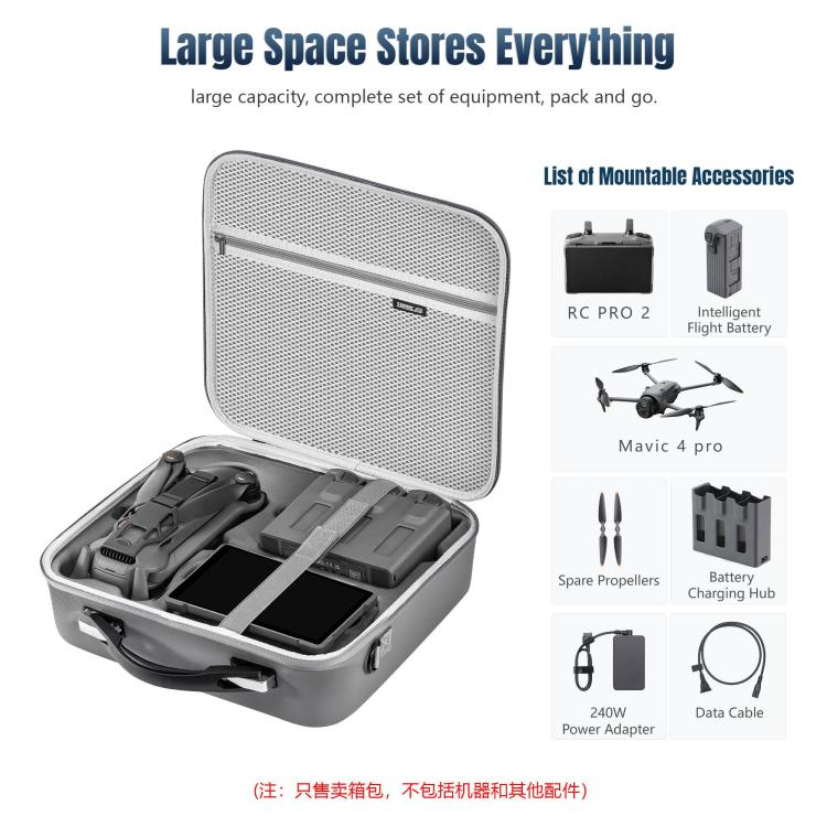 For DJI Mavic 4 Pro / RC Pro 2 STARTRC All-rounder Shoulder PU Storage Bag Handbag  - Grey