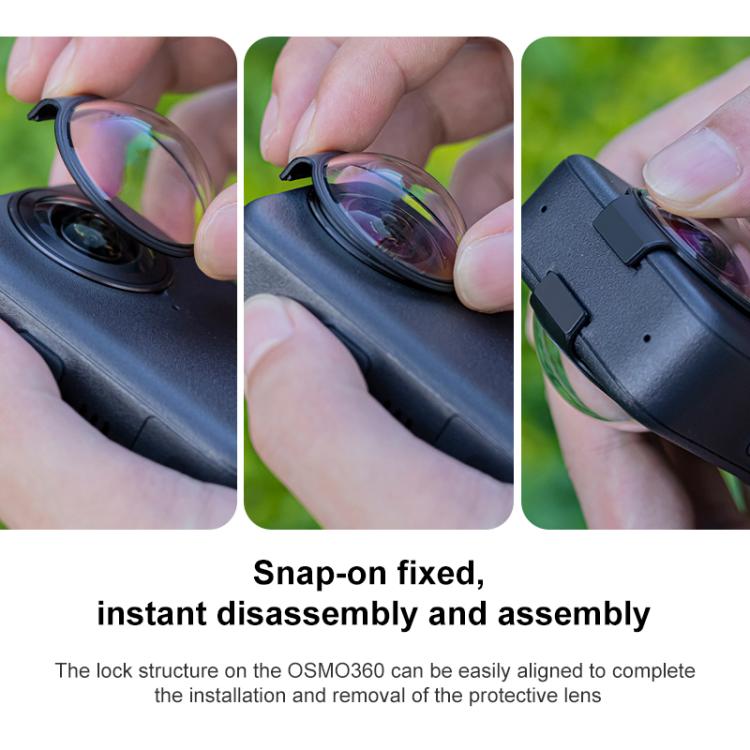 For DJI Osmo 360 Camera Optical Tempered Glass Cover Protective Lens Guard  - Black
