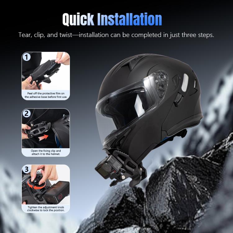 STARTRC Helmet Chin Mount Clip For GoPro, Insta360, DJI and Other Action Cameras  - Black