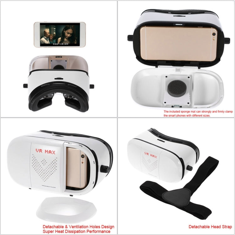 VRMAX Virtual Reality VR Glasses 3D Video Glasses for 4 to 6 inch Smartphones(Maximal Size: 160 * 85 mm) (White)