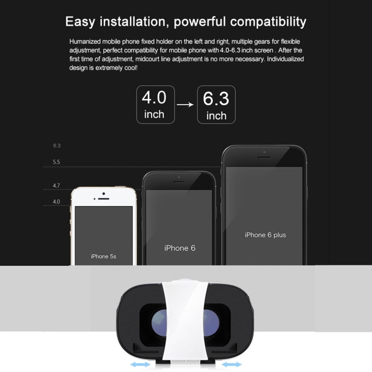 FIIT VR 2S VR BOX Universal Virtual Reality 3D Video Glasses for 4.0 to 6.3 inch Smartphones (Black + White)