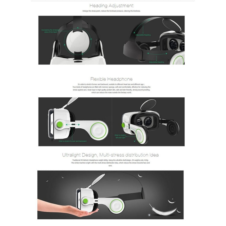Xiaozhai BOBOVR Z4 VR BOX Universal Virtual Reality 3D Video Glasses with Headphone for 3.5 to 6.0 inch Smartphones (White + Black)