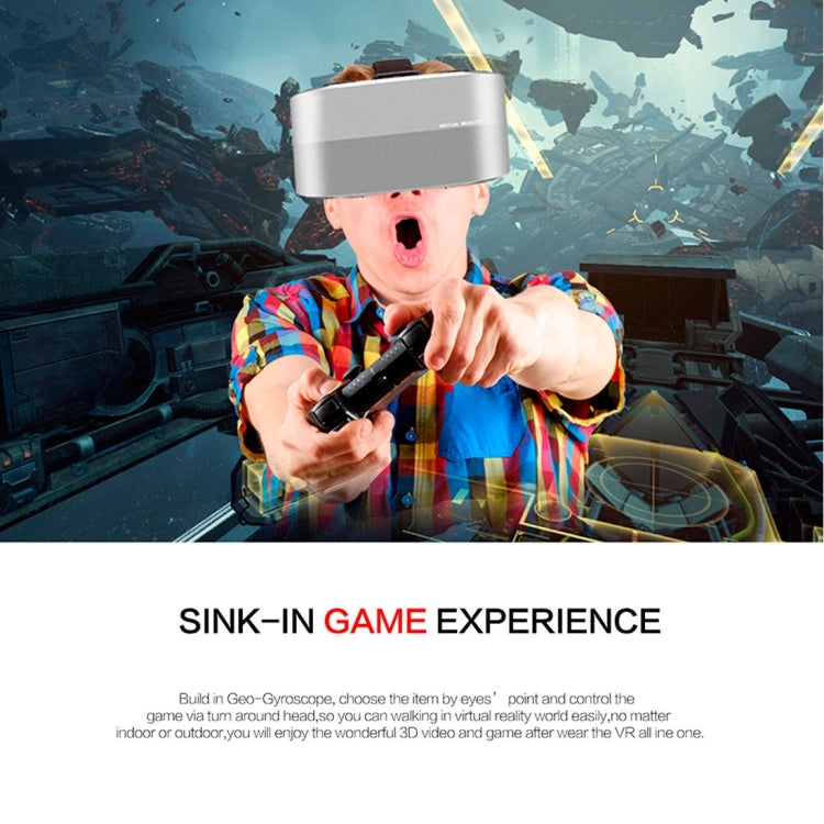 Caraok V12 5.5 inch VR Headset Glasses Virtual Reality 3D Glasses, Support USB & TF & 3.5mm Earphone Slot & OTG(Silver)