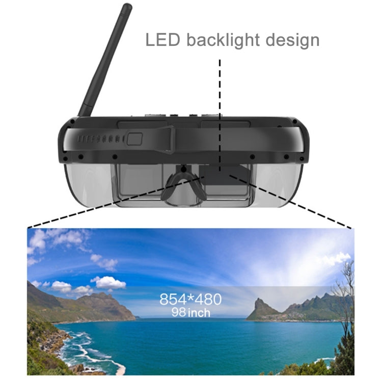 VISION-730S 5.8GHz 40CH Wireless FPV Glasses 98 inch Private Virtual Theater Monocular Video Glasses Display with 8GB Memory, Support 1080P Video & Music & Picture & E-book & TF Card & HDMI-In Play