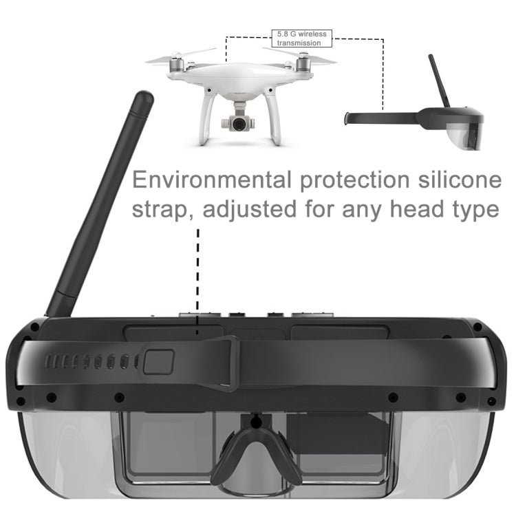 VISION-730S 5.8GHz 40CH Wireless FPV Glasses 98 inch Private Virtual Theater Monocular Video Glasses Display with 8GB Memory, Support 1080P Video & Music & Picture & E-book & TF Card & HDMI-In Play
