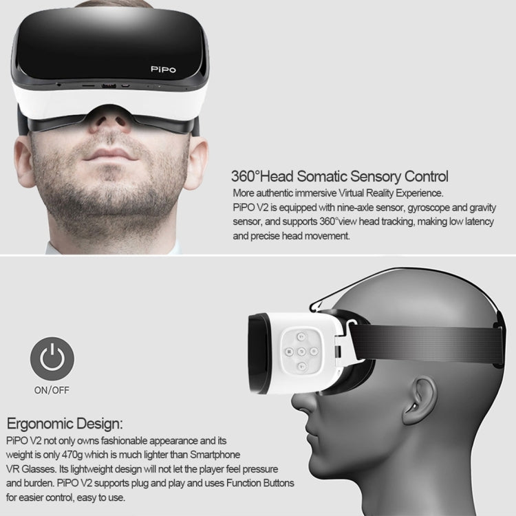 PiPo V2 5.5 inch Nibiru 2.0 RK3288 Quad Core 1.6GHz 2GB+16GB 3D VR Virtual Reality Headset Mobile Private Cinema Glasses Helmet for Gaming, Movie, Support OTG, WiFi, Bluetooth
