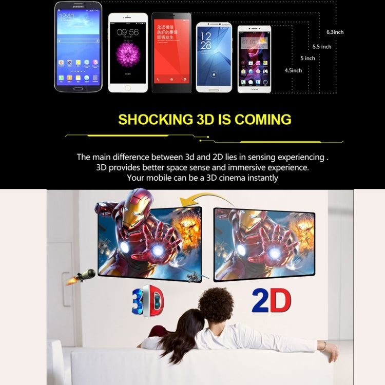 3D VR Universal Virtual Reality 3D Video Glasses for 4.0 to 6.5 inch Smartphones (Black + White)