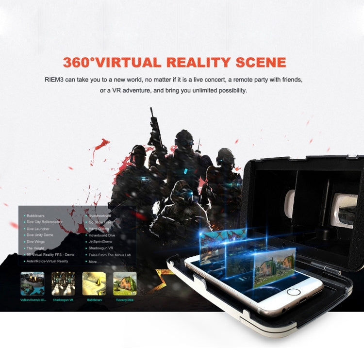 RK5th Virtual Reality 3D Video Glasses for iPhone 6 Plus / Galaxy S7 etc. 4.0 inch - 5.5 inch Smartphone