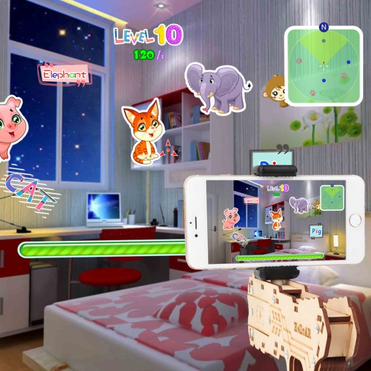 AR Shooting Game Bluetooth Wooden Toy Gun with Clip for iOS & Android Phones with 55-83mm Width, Size: L