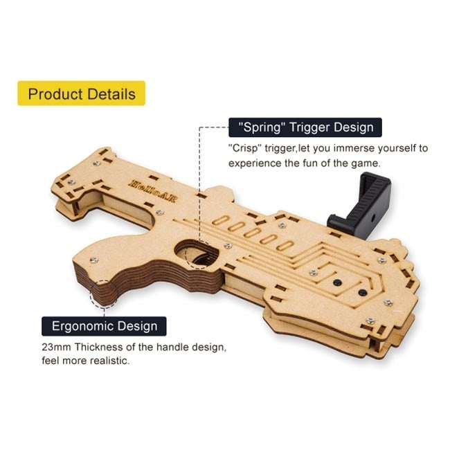 AR Shooting Game Bluetooth Wooden Toy Gun with Clip for iOS & Android Phones with 55-83mm Width, Size: L