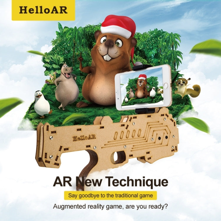 AR Shooting Game Bluetooth Wooden Toy Gun with Clip for iOS & Android Phones with 55-83mm Width, Size: L
