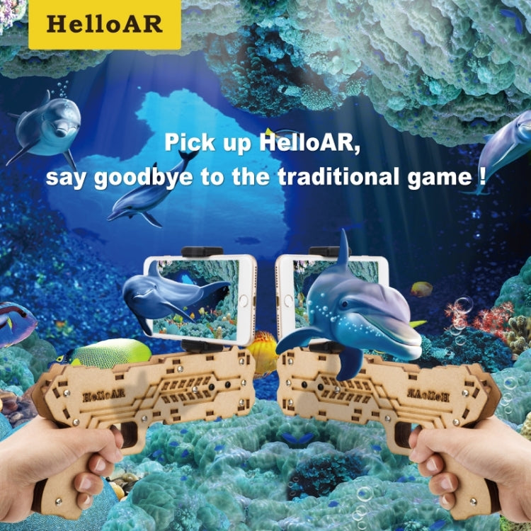AR Shooting Game Bluetooth Wooden Toy Gun with Clip for iOS & Android Phones with 55-83mm Width, Size: L