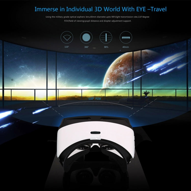 Eye Travel 0626 VR Virtual 3D Headset Glasses for 3.5 to 5.5 inch Smartphones, Support Bluetooth