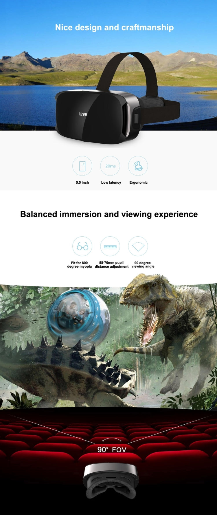 Letv LeVR COOL1 Virtual Reality 3D Video Glasses for Letv Le One / X600 & Letv Le Pro