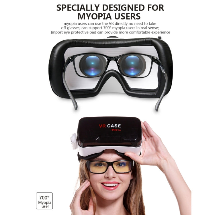 VR CASE RK-6TH Virtual Reality 3D Glasses with Bluetooth Remote Control for iPhone, Samsung, Huawei, Xiaomi, 4.7 inch - 6 inch Android & iOS Smartphone