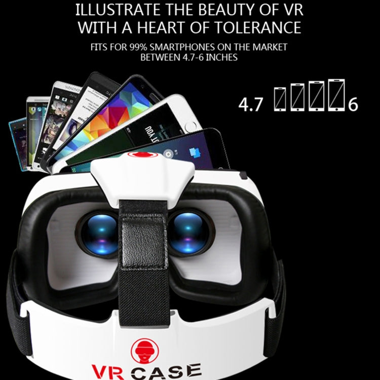 VR CASE RK-6TH Virtual Reality 3D Glasses with Bluetooth Remote Control for iPhone, Samsung, Huawei, Xiaomi, 4.7 inch - 6 inch Android & iOS Smartphone
